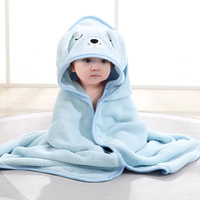 Hot Sale New Cartoon Animal Baby Bath Towel Hooded Kids Soft Fast Absorbing Microfiber Coral Fleece Baby Bath Towel