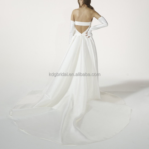 Elégant Civil in the White Registry Office <span class=keywords><strong>Robe</strong></span> De <span class=keywords><strong>Marie</strong></span> De Luxe Robes De Satin pour Femmes Robes De Fiançailles De Mariage Français - Product Image 3