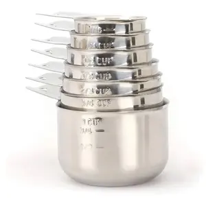 7 Piece Set 18/8 Stainless Steel Measuring Cups Set Baking tool