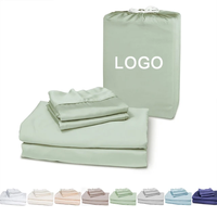 Parure de draps 4 pièces en microfibre tissée, moderne et personnalisable, pour le marché américain, rafraîchissante pour l'été, 300 fils, écologique, durable et respirante