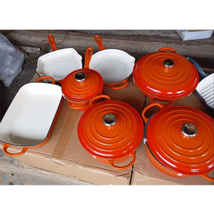 Ensemble de casseroles de cuisine de haute qualité en <span class=keywords><strong>fonte</strong></span> émaillée antiadhésive Casserole poêle à frire Batterie de cuisine - Product Image 1