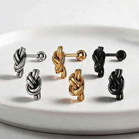 Boucles d'oreilles clous en acier chirurgical 316L torsadées, dorées, argentées, noires, à vis, étanches, pour piercing hélix et tragus