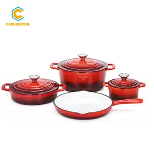 Cookercool Best Selling Customized Cooking Pots sets Nonstick Enameled Cast Iron Cookware Sets