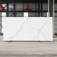 Dalles en pierre de quartz siliceuse YDSTONE 0, veinées blanches Calacatta, pour plan de travail de cuisine, îlot et plan de travail