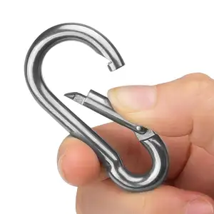 Quick Link Lock Spring Snap Hook Carabiner Durable Round Shape Hook 304 Stainless Steel Clips