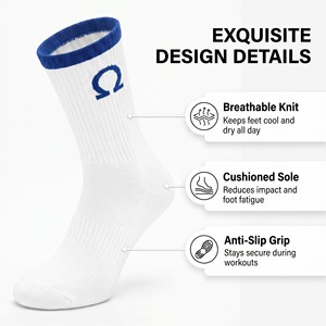 Service OEM/ODM, logo personnalisé, chaussettes de sport respirantes en maille pour hommes, chaussettes athlétiques en coton peigné rembourrées pour le cyclisme, ISO 9001 - Product Image 2