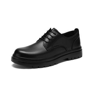 Zapatos Oxford de Cuero Genuino para Hombre, con Punta Redonda y Cordones, Suela de Goma Antideslizante, para Todas las Temporadas, Oficina y Carrera - Product Image 1