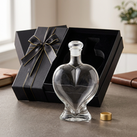 Bouteille en verre miniature de luxe Solent en forme de cœur 10 ml, base lourde, pour spiritueux, liqueur, cadeau de mariage, emballage en gros
