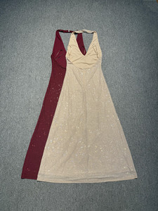 厂家直销女式无袖无背v领缎带钻石吊带衫马克西派对裙 - Product Image 3