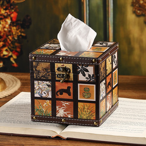 Boîte à mouchoirs carrée rétro de luxe Mystic Arts 4243D, mouchoirs extractibles, décoration d'intérieur, salon, table basse, rangement, ornement - Product Image 2