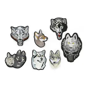 Yiwu Wintop Fashion Stijl Groot Formaat Custom Borduurwerk Wolf Patches Voor Jeans Jas