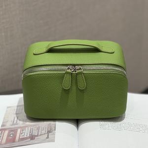 Bolsa de Maquillaje Simple de Alta Gama con Cremallera de Cuero Genuino para Viajes, Portátil, de Gran Capacidad, Anti-Robo y Ligera - Product Image 6