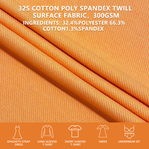 32S Cotton Poly Spandex Twill Knitted Fabric 115cm Width 300gsm Breathable Four Way Stretch For Sweatshirts T Shirts Garments - Product Image 2