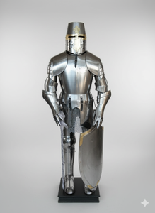 Armure médiévale en acier doux de calibre 18, taille complète, environ 7 pieds, finition polie - Product Image 2