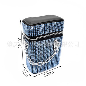 Lake Blue Rhinestone Crossbody Bag 18x12x7cm Zipper Closure Portable Women's Shoulder Bag Vertical <b>Square</b> Shape - Product Image 1