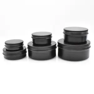 免费样品5g-250克黑色铝罐，带螺丝盖，用于蜡烛口红化妆品包装