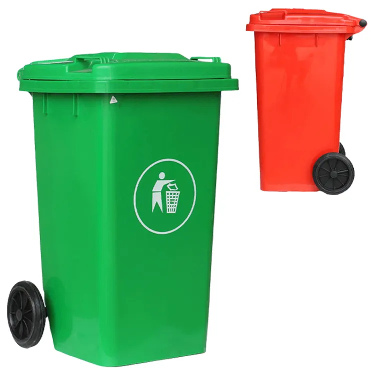 120 litres 120l 240l extérieure jardin rue grande poubelle en plastique bin poubelle sur roulettes de stockage poubelle avec couvercle