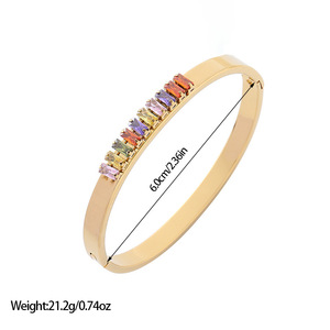 Gioielli da Donna all'Ingrosso, Bracciali e Braccialetti in Acciaio Inossidabile Placcato <span class=keywords><strong>Oro</strong></span> 18k con Zirconi Incastonati - Product Image 3
