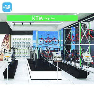 Soporte de exhibición de madera para bicicleta de montaña, moderno diseño de tienda de bici, color verde, personalizado - Product Image 2