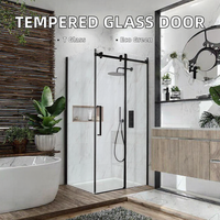Mampara de Ducha de Vidrio Templado de Nuevo Diseño, 8 mm de Grosor, Moderna, de Aluminio Negro, Puerta Pivotante para Baño de Hotel, Ecológica