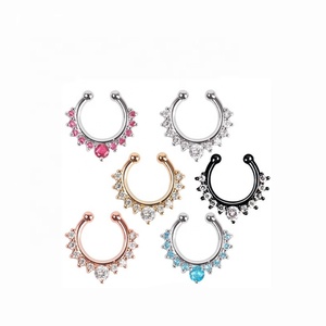 Tiktok Fashion None Piercing Color Crystal Indian Style Nose Cuff Wholesale Women C Shape Rhinestone <strong>Fake</strong> Nose <strong>Ring</strong> - Product Image 4