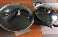 Wajan Anti Lengket Batu Maifan Ukuran Besar 32/26/26cm, Lapisan Alami Maifanshi, Set Peralatan Masak