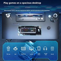 Bureau de jeu ergonomique incurvé noir en gros avec structure en X et éclairage LED intégré