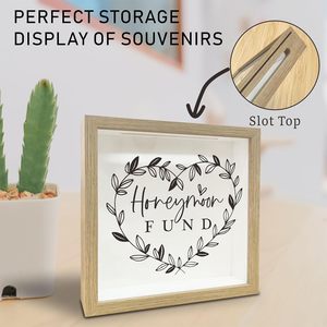 8x8 Shadow Box Frame Boîte à fonds en bois décorative avec fente pour économiser de l'argent - Product Image 4