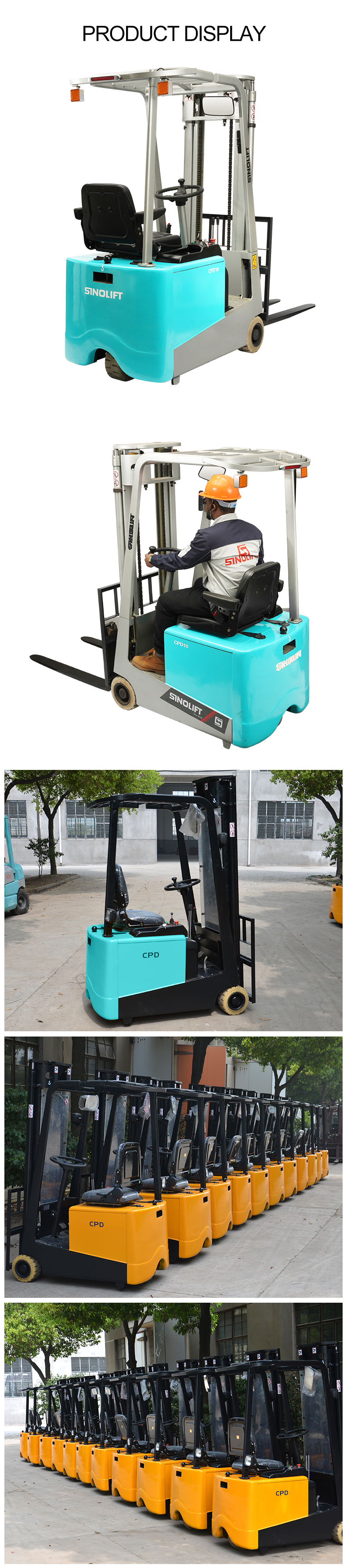 Sinolift CPD10F mini Electric walking and lifting counterbalanced forklift