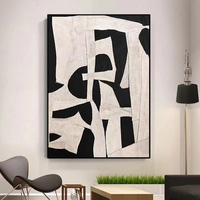 Peinture à l'Huile Minimaliste Luxe Abstraite Moderne Personnalisée Décoration Murale Toile Peinte à la Main Noire et Blanche QZX