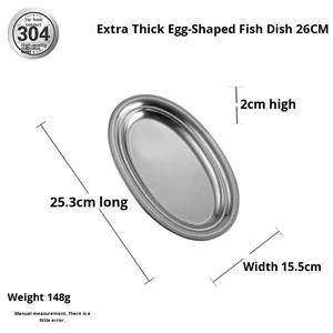 Yolecen Premium acier inoxydable 304 316 assiette à <span class=keywords><strong>poisson</strong></span> de qualité alimentaire grande assiette à vaisselle pour <span class=keywords><strong>poisson</strong></span> cuit à la vapeur domestique poli ovale longue - Product Image 6