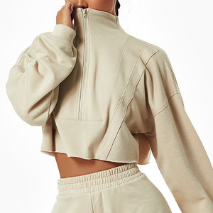 Pull-over de sport personnalisé de haute qualité à fermeture éclair à capuche pour femmes vente en gros - Product Image 5