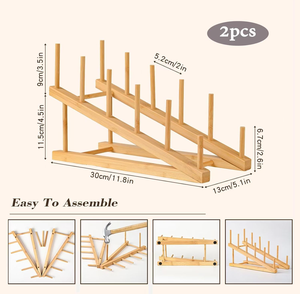 Égouttoir <span class=keywords><strong>à</strong></span> vaisselle moderne multi-niveaux en bambou écologique, support de rangement polyvalent en bois pour ustensiles - Product Image 3