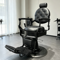 Fauteuil de Barbier Noir de Luxe Personnalisé en Gros avec Dossier Inclinable Ergonomique – Équipement de Salon pour Coiffure