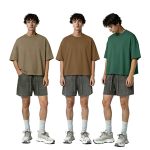 Streetwear Design Tshirt High Quality Boxy Cropped T Shirt Men's Casual Oversized 100% Cotton T-shirt Blank Custom Logo T Shirt - Product Image 2