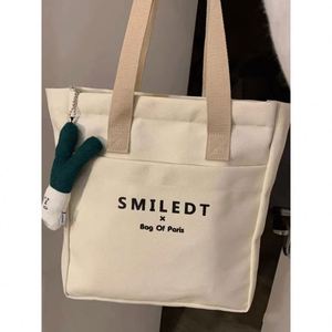 College Student Canvas Tote New Fashion Zipper <b>Large</b> Capacity Casual Versatile Shoulder <b>Bag</b> for <b>Work</b> Commute - Product Image 4