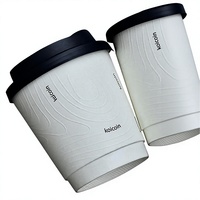 Gobelets en papier kraft brun à double paroi de 90 mm, gobelets à café jetables à fond plat, gobelets à emporter personnalisés