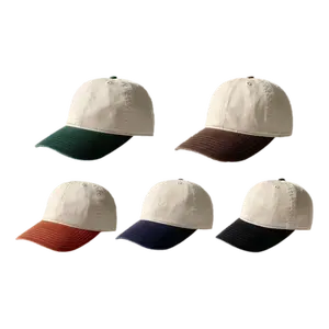 Topi bisbol katun Vintage klasik uniseks, topi ayah dua warna Logo kustom musim panas wanita