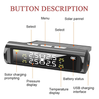 Système de surveillance de la sécurité des pneus TPMS pour voiture Écran LCD numérique à énergie solaire Alarme de sécurité automatique Capteur de pression des pneus externe