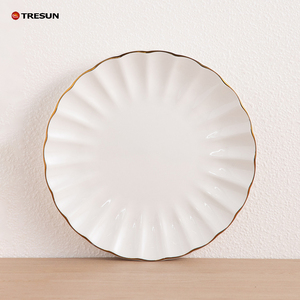 Service de table en porcelaine TRESUN Chinaware, bordure dorée, luxe, 20 pièces, classique, hôtel, restaurant, échantillon gratuit, embossé. - Product Image 4