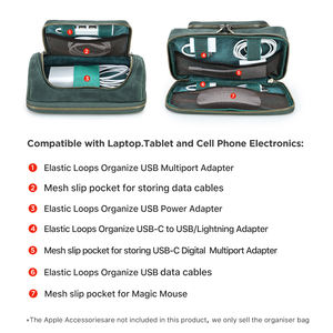 Estuche Organizador de Cables de Viaje de Cuero Crazy Horse Vintage Personalizado, Bolsa Multifuncional para Accesorios Electrónicos - Product Image 3