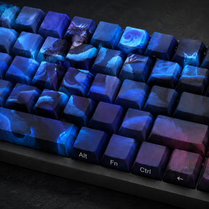 Ensemble de touches personnalisées <span class=keywords><strong>LOL</strong></span> Midnight Ahri 68 touches en PBT avec impression par sublimation latérale, profil Cherry pour clavier mécanique de jeu - Product Image 2