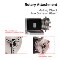 Dispositif rotatif de diamètre 69 mm, axe d'expansion rotatif + pilote pour machine de marquage laser à fibre et machine de gravure au CO2