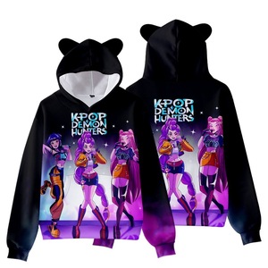 Nuova <span class=keywords><strong>Felpa</strong></span> <span class=keywords><strong>con</strong></span> Cappuccio 3D <span class=keywords><strong>con</strong></span> Orecchie di Gatto, Stampa Digitale di Film KPop Demon Hunters Witch Hunter, Abbigliamento per Adulti e Bambini - Product Image 1
