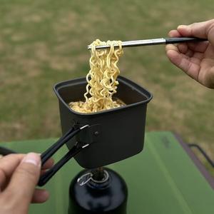 Ensemble d'ustensiles de camping en plein air : pot carré pliable, boîte à lunch portable en alliage d'aluminium, poêle à frire, pot de cuisson, pour la pêche, la randonnée, le cyclisme - Product Image 2