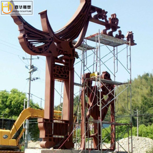 Sculpture extérieure en acier inoxydable Jia Hua Opera Silhouette Landmark, décoration architecturale à poser au sol - Product Image 1