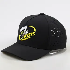 Pabrik pemasok cepat kering topi tahan air 5 panel pvc Patch kustom logo kinerja topi dengan karet logo