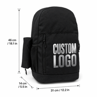Sac à dos de navettage 20L en tissu Oxford noir avec logo personnalisé, sac à dos léger et souple pour l'école et les voyages quotidiens, personnalisable OEM
