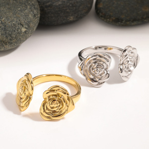แหวนเปิดรูปดอกกุหลาบ MICCI ชุบทอง 18K กันน้ำ ป้องกันการหมอง ทำจากสแตนเลสสตีล - Product Image 3
