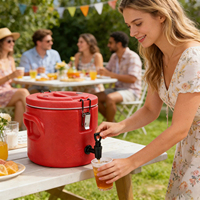 Seau isotherme en acier inoxydable avec couvercle en PP, capacités de 5L à 80L, couleurs orange/rouge, pour le stockage du thé, de la soupe et des aliments